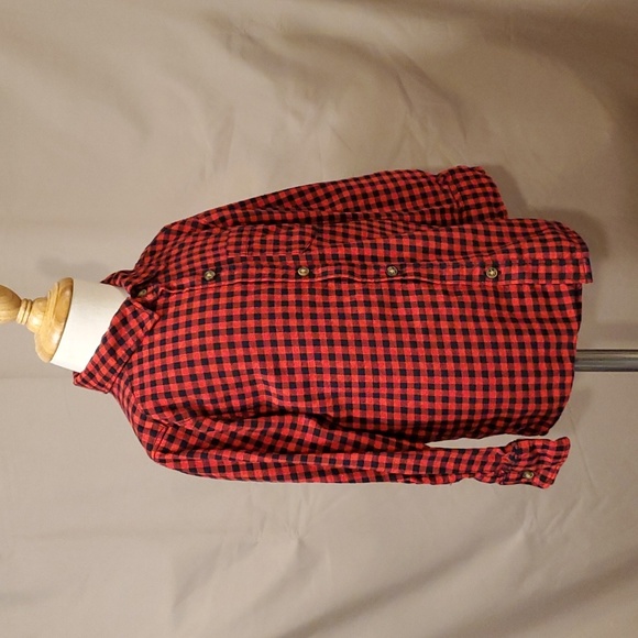 4T Boys Long Sleeve, Red & Black Plaid, Button Up Shirt by Carter's - Picture 5 of 8